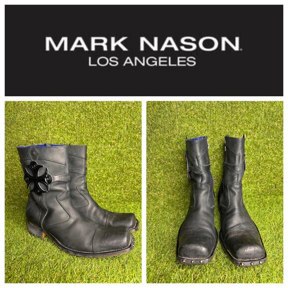 Mens Mark‎ Nason Amplify Leather Rock Lives Biker Boots Made In ITALY Size 10 - Picture 1 of 16